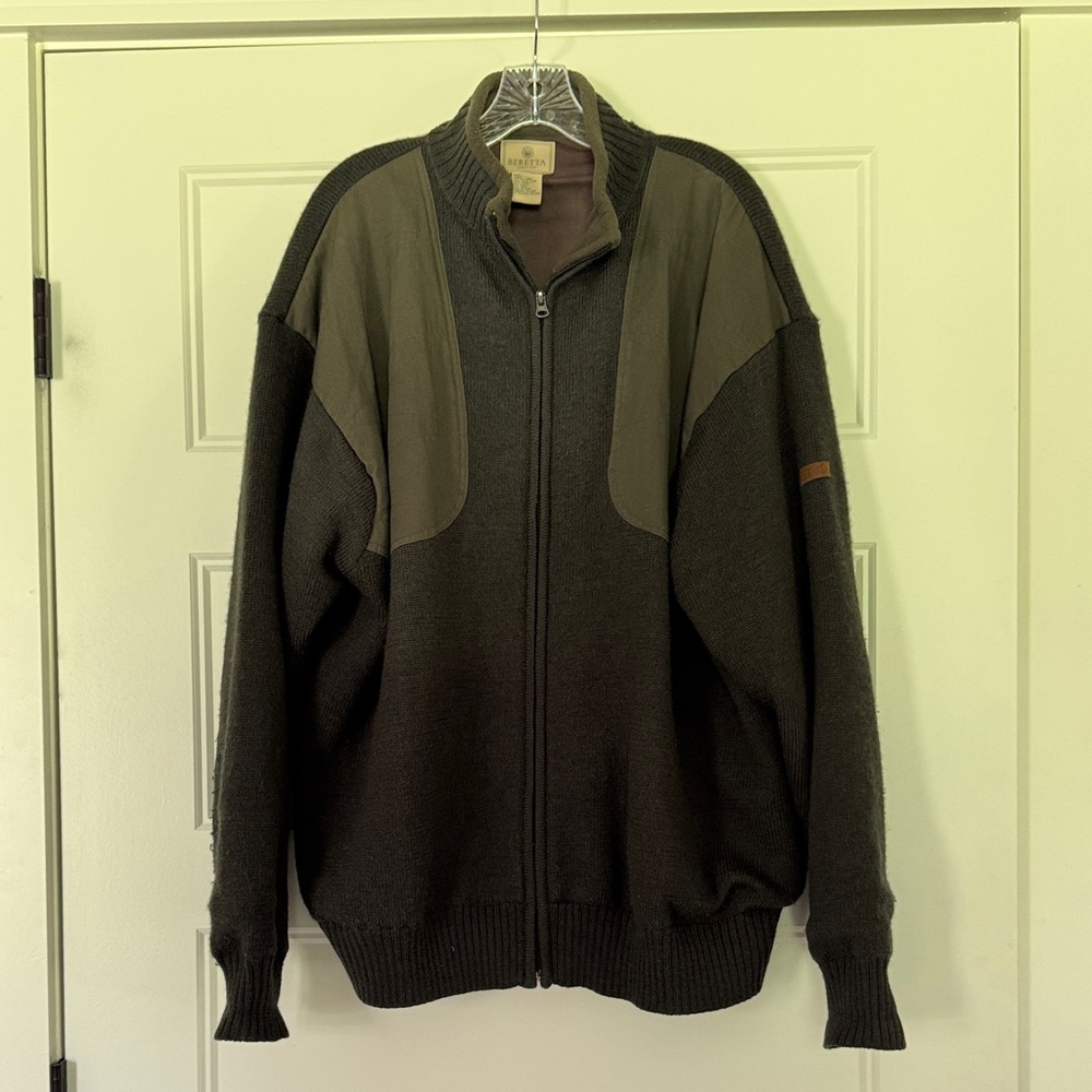 Beretta Men's Olive Green Full-Zip Knit Sweater Jacket